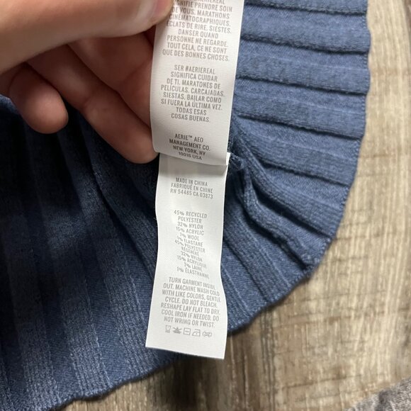 Aerie High Rise Ribbed Knit Stretch Mini Skirt Blue NWT Women’s Size S - Picture 7 of 8